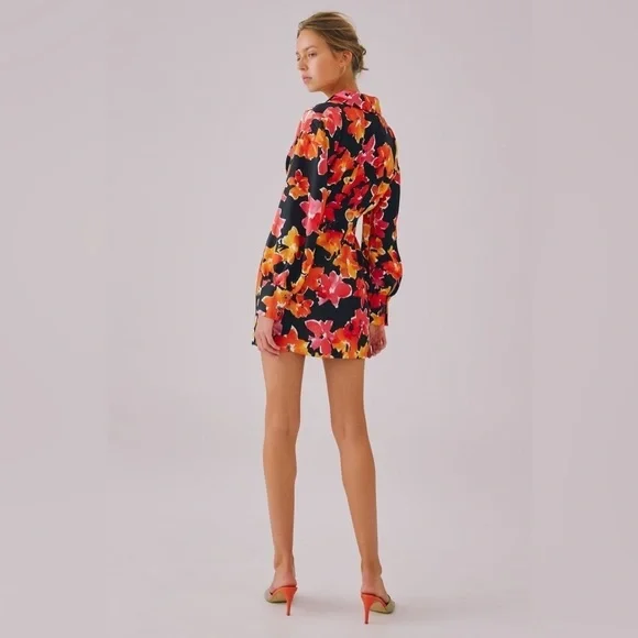 C/Meo Collective ALOUD MINI DRESS - BLACK FLORAL Size Small NWT